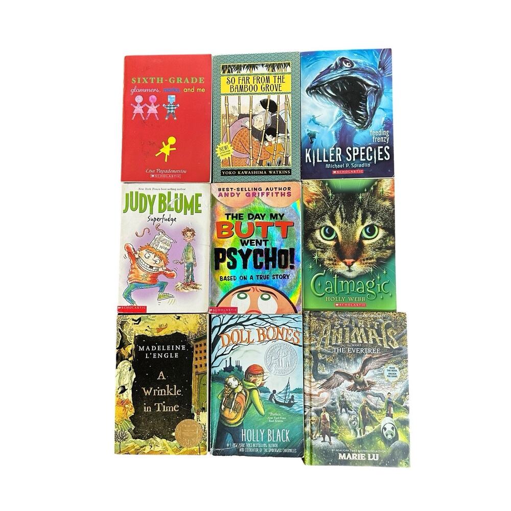 Lot of 9 Kids Paperback Chapter Books Boys Girls Judy Blume Dinosaurs Cats